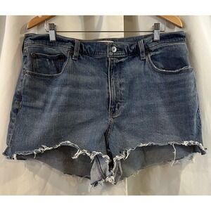 Abercrombie Fitch Womens Mom Shorts Blue 4 Inch High Rise Distressed Size‎ 33/16